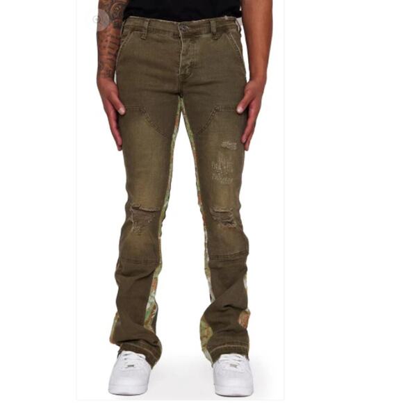Valabasas Alpha Denim Olive Jacquard Jeans - Size 30 - Picture 1 of 11